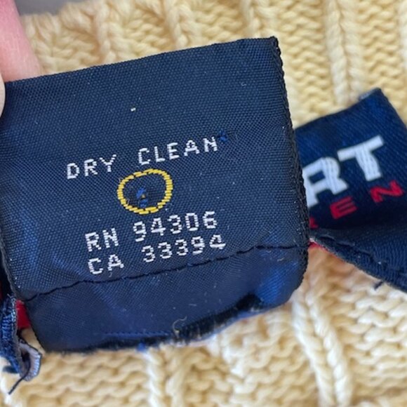 RALPH LAUREN POLO SPORT Vintage Cotton Cable Knit Yellow Sweater M - Picture 14 of 17